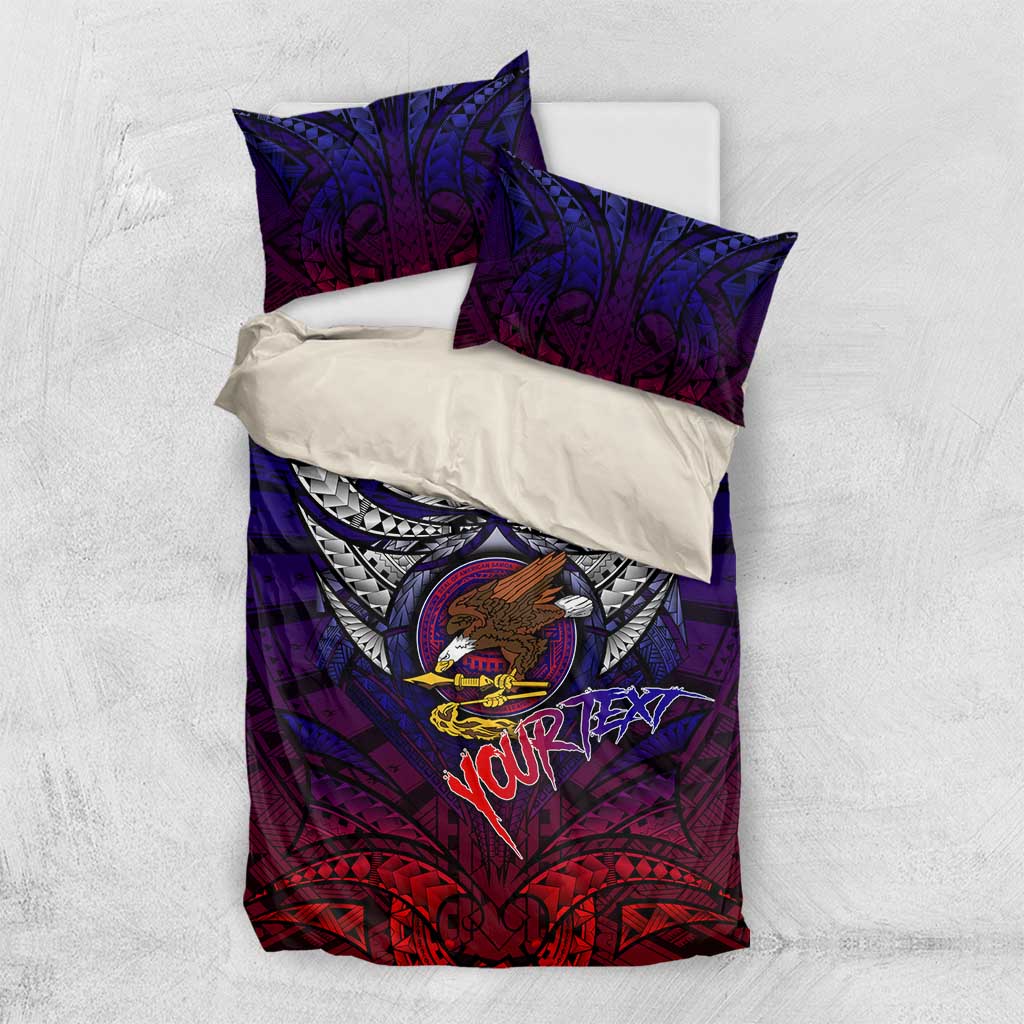 Personalized American Samoa Flag Bedding Set Eagles Polynesian Art DT02 US Twin 172cm x 218cm Blue - Polynesian Pride