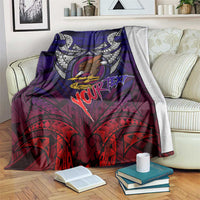 Personalized American Samoa Flag Blanket Eagles Polynesian Art DT02 Blue - Polynesian Pride