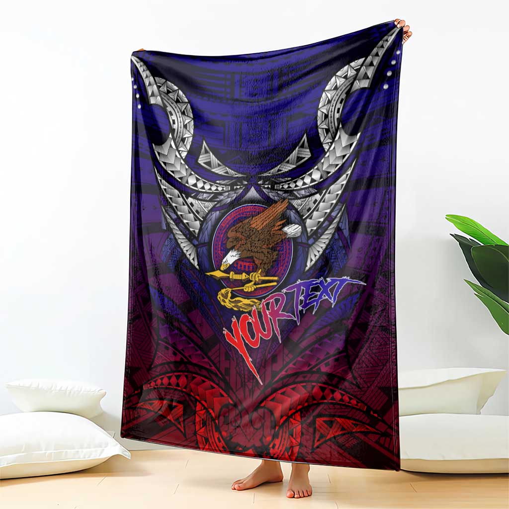Personalized American Samoa Flag Blanket Eagles Polynesian Art DT02 - Polynesian Pride
