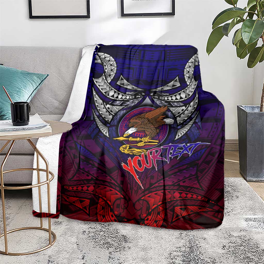 Personalized American Samoa Flag Blanket Eagles Polynesian Art DT02 - Polynesian Pride