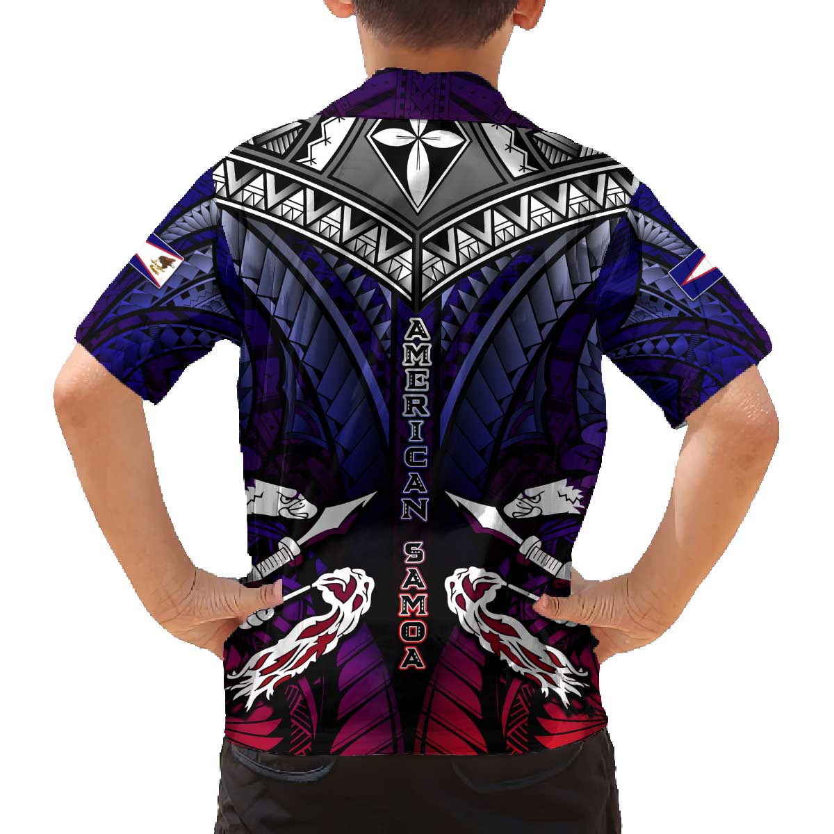 Personalized American Samoa Flag Family Matching Puletasi and Hawaiian Shirt Eagles Polynesian Art