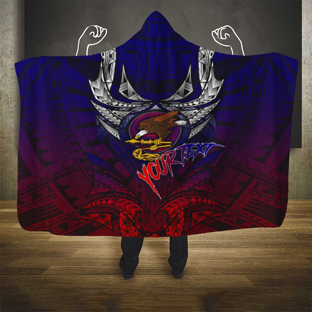 Personalized American Samoa Flag Hooded Blanket Eagles Polynesian Art DT02 - Polynesian Pride