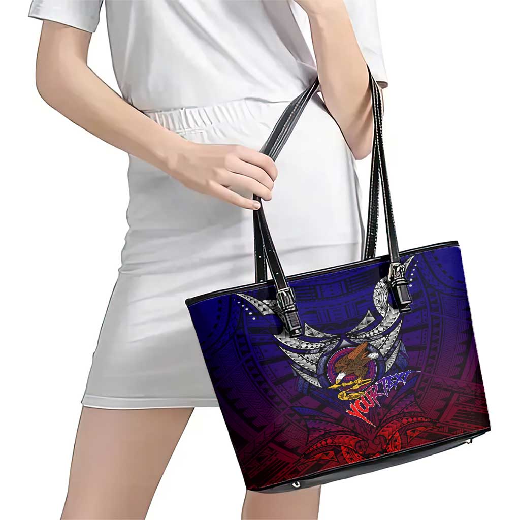 Personalized American Samoa Flag Leather Tote Bag Eagles Polynesian Art DT02 - Polynesian Pride