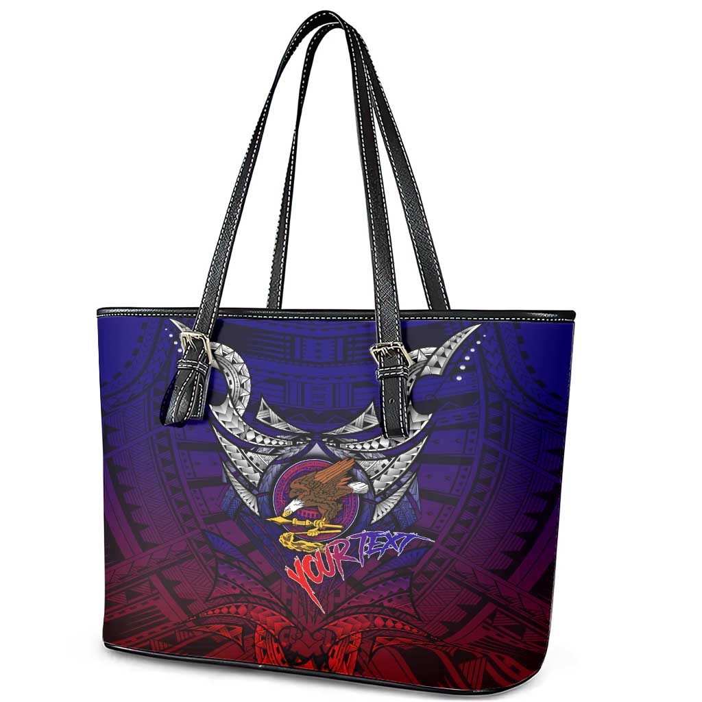 Personalized American Samoa Flag Leather Tote Bag Eagles Polynesian Art DT02 - Polynesian Pride