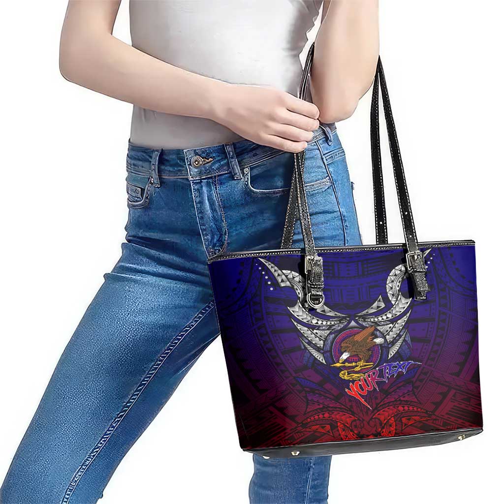 Personalized American Samoa Flag Leather Tote Bag Eagles Polynesian Art DT02 - Polynesian Pride