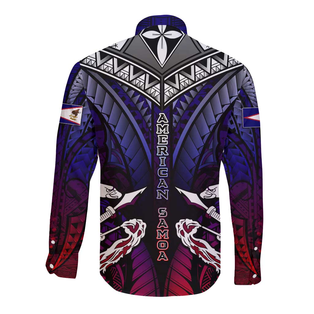 Personalized American Samoa Flag Long Sleeve Button Shirt Eagles Polynesian Art