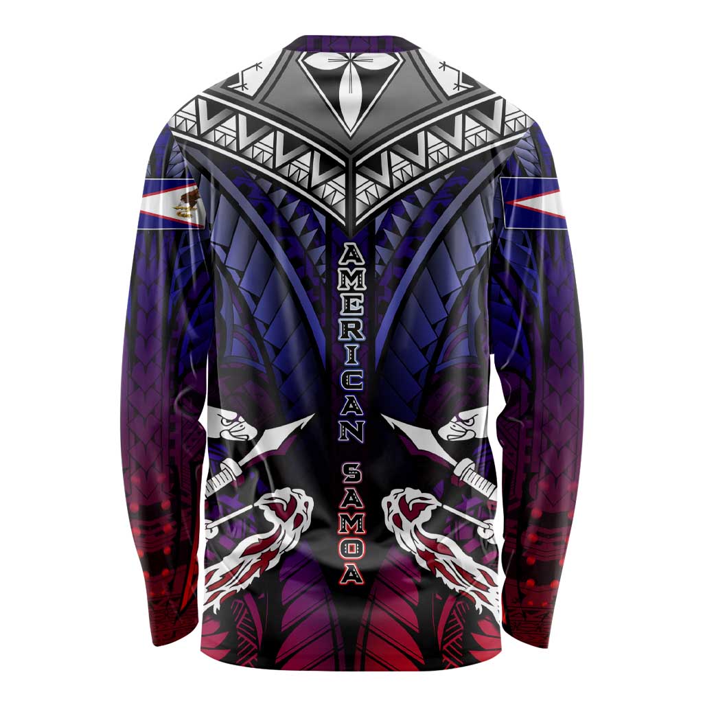 Personalized American Samoa Flag Long Sleeve Shirt Eagles Polynesian Art