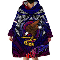 Personalized American Samoa Flag Wearable Blanket Hoodie Eagles Polynesian Art
