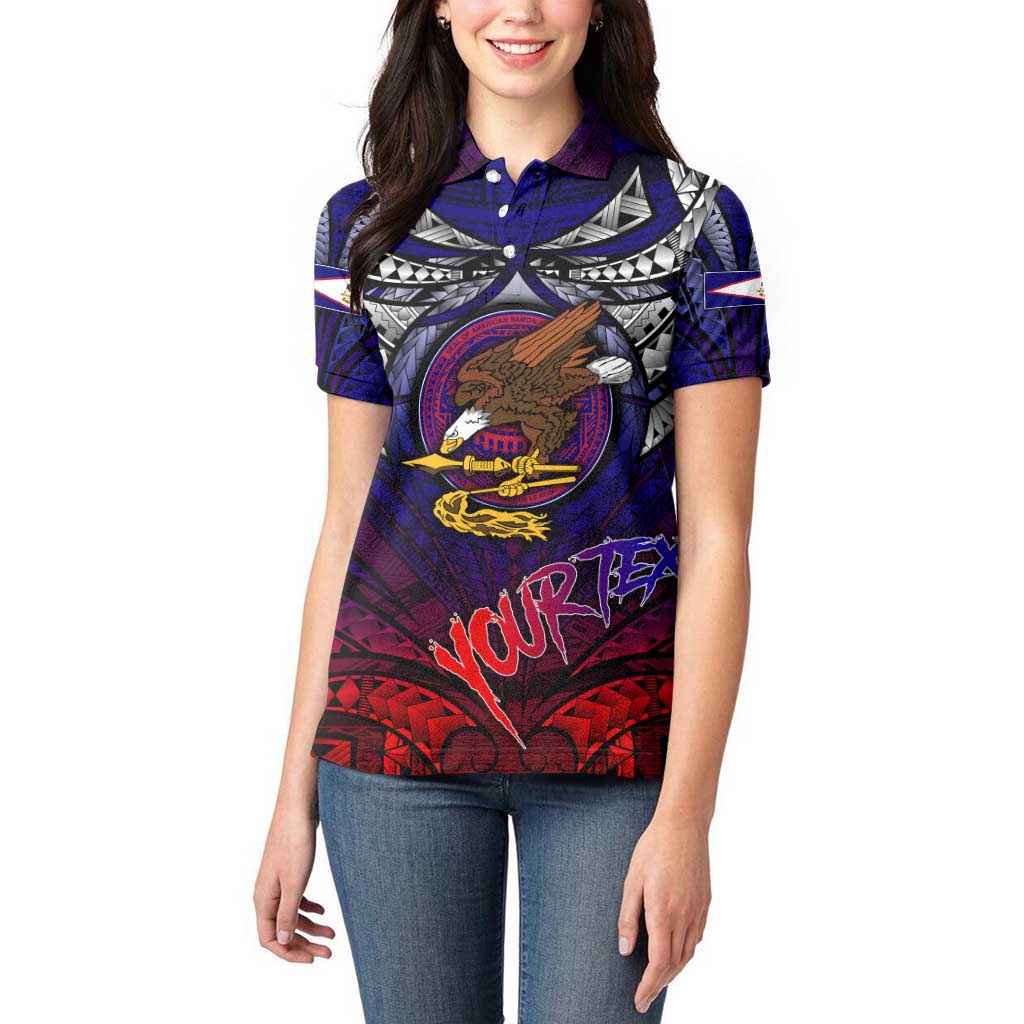 Personalized American Samoa Flag Women Polo Shirt Eagles Polynesian Art