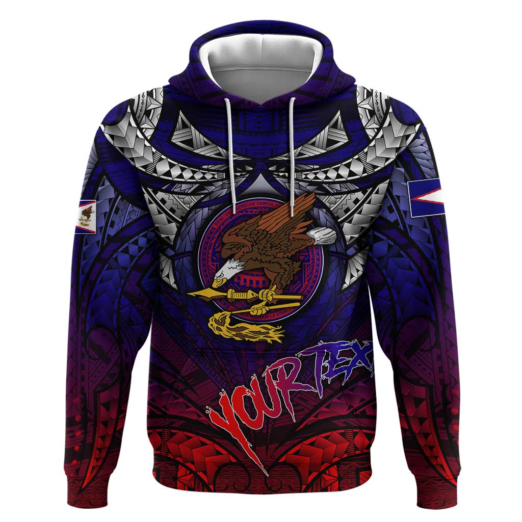 Personalized American Samoa Flag Zip Hoodie Eagles Polynesian Art DT02 Pullover Hoodie Blue - Polynesian Pride