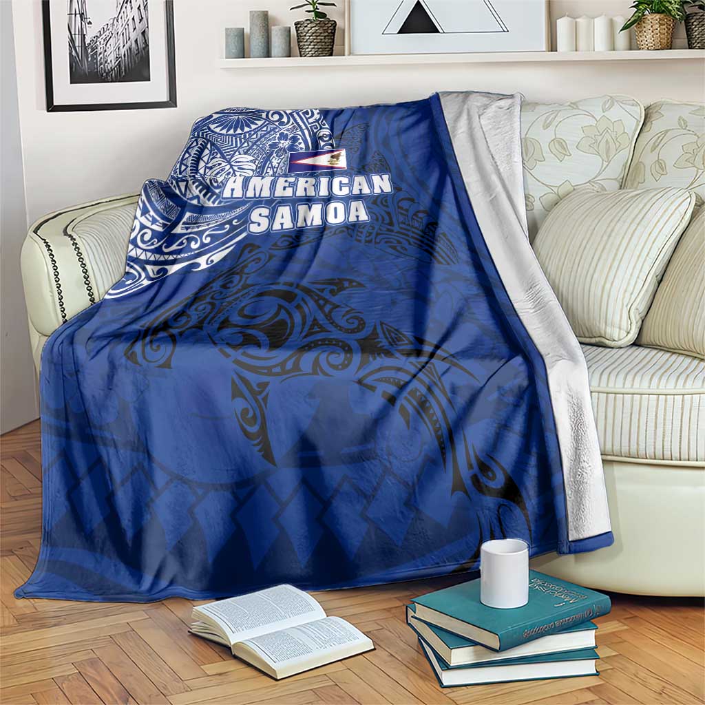 Sharks And American Samoa Blanket Simple Polynesian Blue