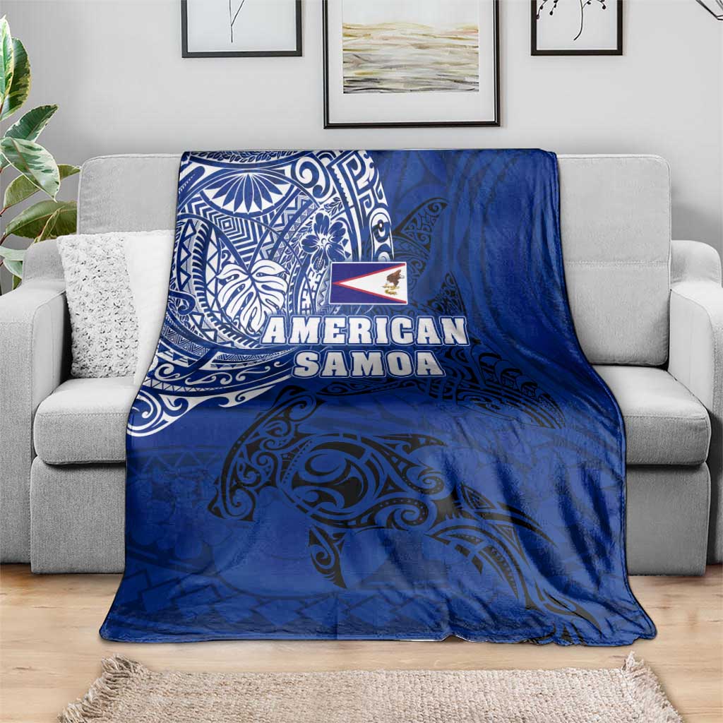 Sharks And American Samoa Blanket Simple Polynesian Blue DT02 - Polynesian Pride