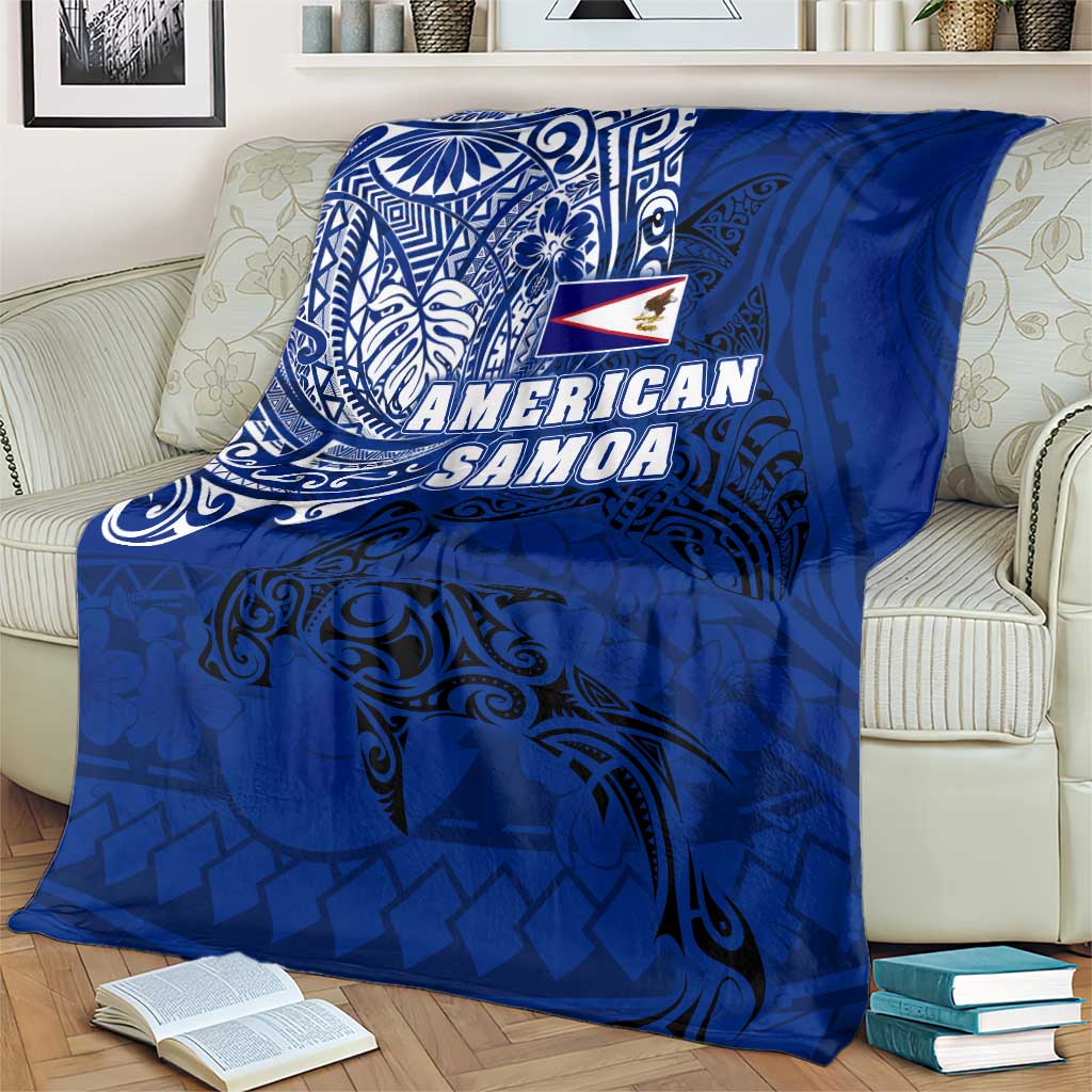 Sharks And American Samoa Blanket Simple Polynesian Blue DT02 - Polynesian Pride
