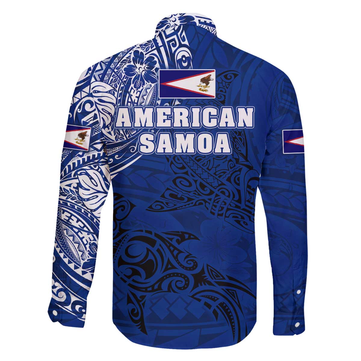 Sharks And American Samoa Family Matching Puletasi and Hawaiian Shirt Simple Polynesian Blue
