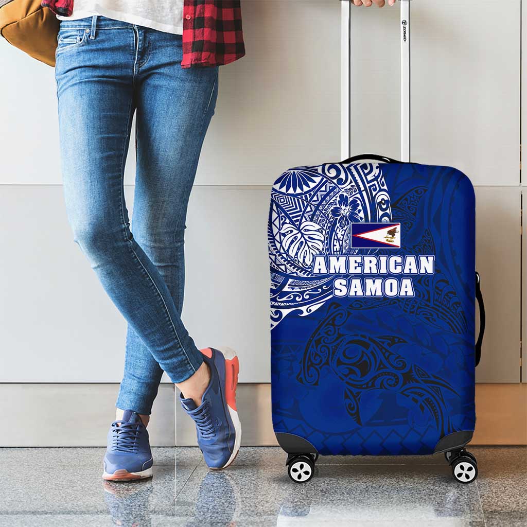 Sharks And American Samoa Luggage Cover Simple Polynesian Blue DT02 - Polynesian Pride