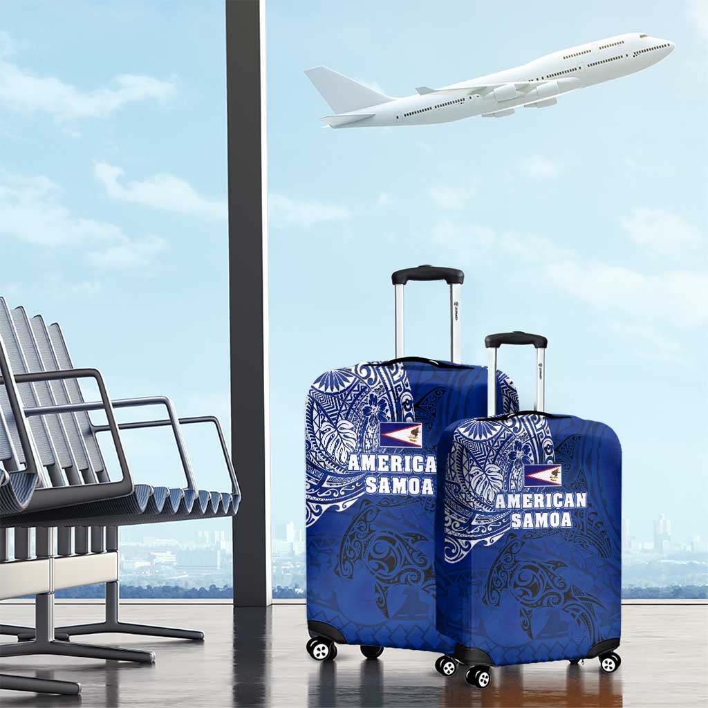 Sharks And American Samoa Luggage Cover Simple Polynesian Blue DT02 - Polynesian Pride