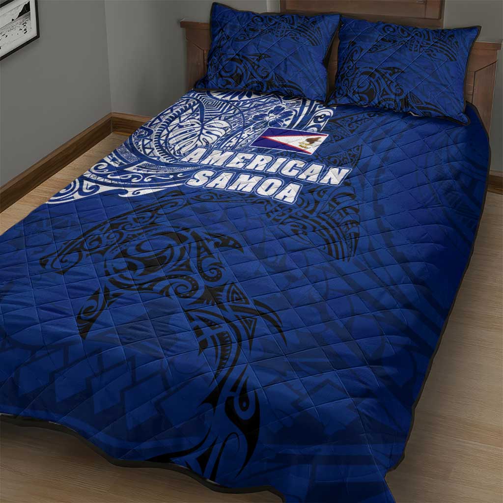Sharks And American Samoa Quilt Bed Set Simple Polynesian Blue DT02 - Polynesian Pride