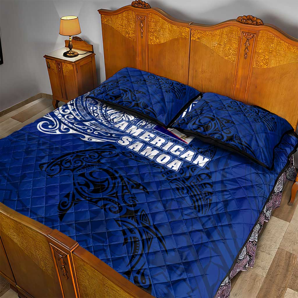 Sharks And American Samoa Quilt Bed Set Simple Polynesian Blue DT02 - Polynesian Pride