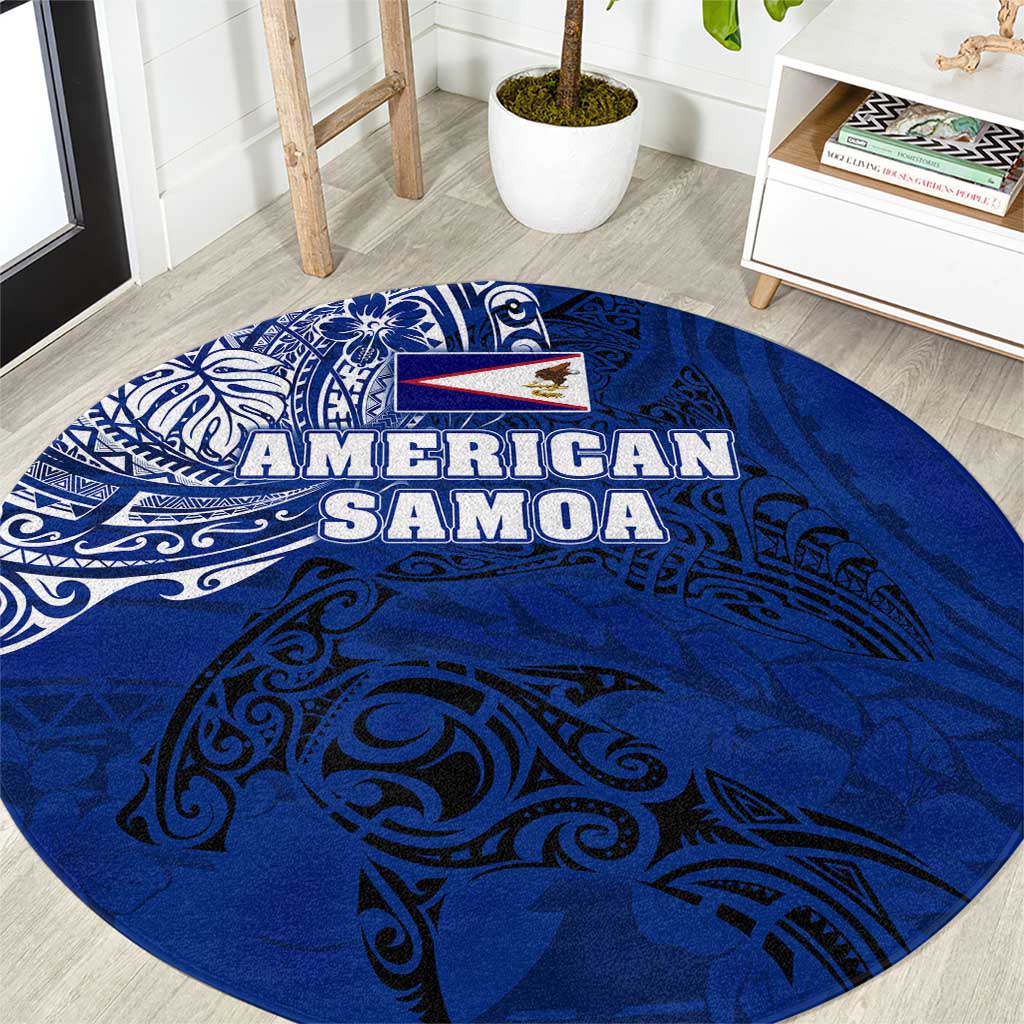 Sharks And American Samoa Round Carpet Simple Polynesian Blue DT02 Blue - Polynesian Pride