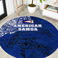 Sharks And American Samoa Round Carpet Simple Polynesian Blue DT02 Blue - Polynesian Pride