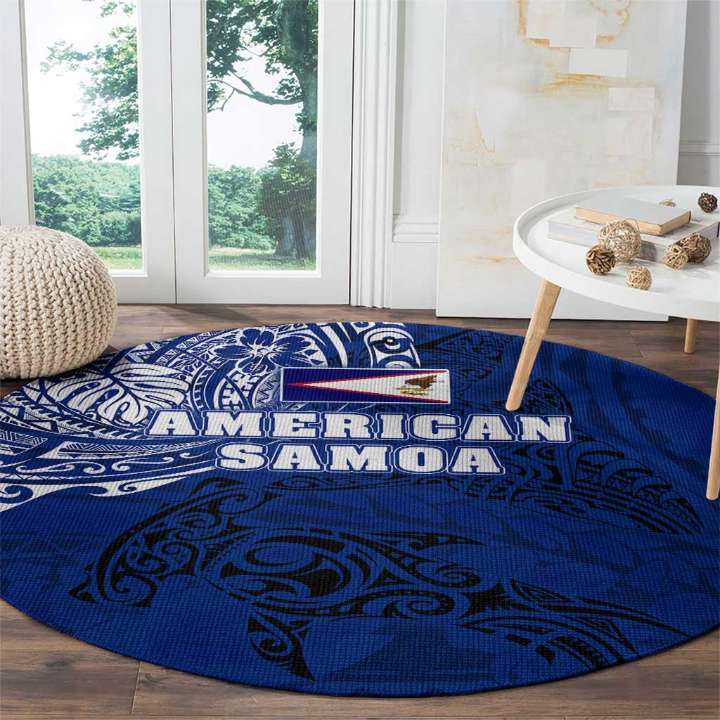 Sharks And American Samoa Round Carpet Simple Polynesian Blue DT02 - Polynesian Pride