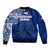 Sharks And American Samoa Sleeve Zip Bomber Jacket Simple Polynesian Blue