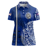 Sharks And American Samoa Women Polo Shirt Simple Polynesian Blue DT02 Female Blue - Polynesian Pride