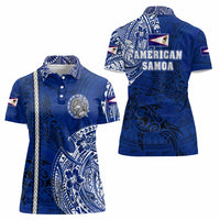Sharks And American Samoa Women Polo Shirt Simple Polynesian Blue DT02 - Polynesian Pride