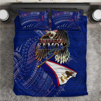 American Samoa Bedding Set Brave Eagle Flag Color DT02 Blue - Polynesian Pride