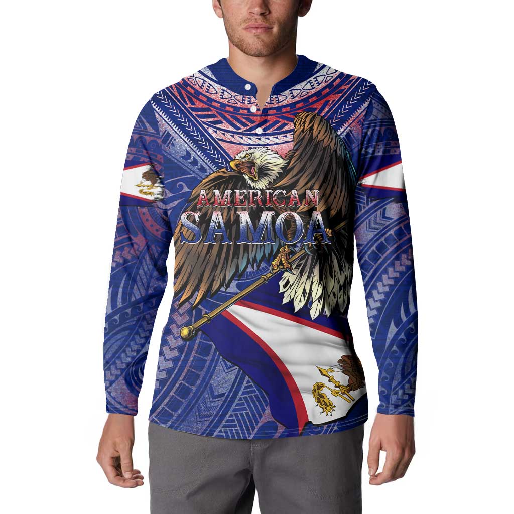 American Samoa Button Sweatshirt Brave Eagle Flag Color