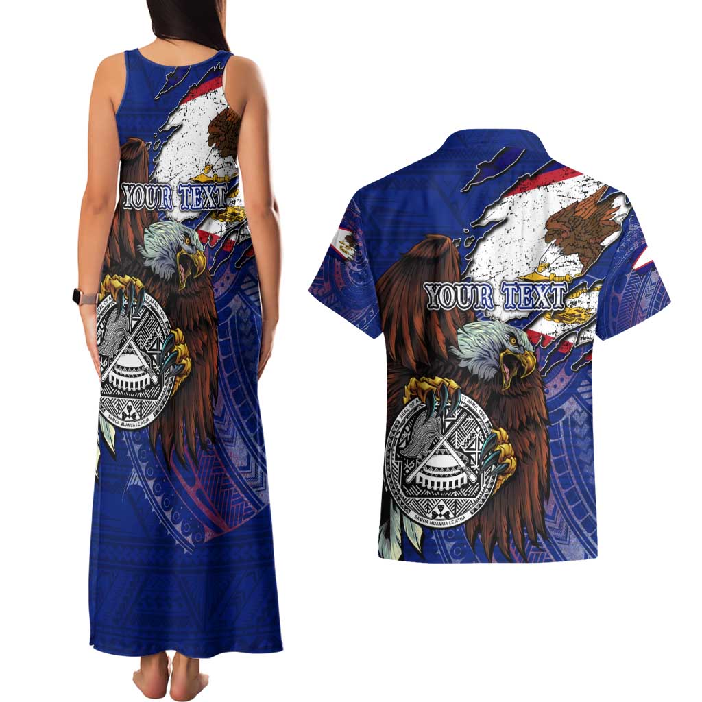 American Samoa Couples Matching Tank Maxi Dress and Hawaiian Shirt Brave Eagle Flag Color DT02 - Polynesian Pride
