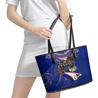 American Samoa Leather Tote Bag Brave Eagle Flag Color DT02 - Polynesian Pride