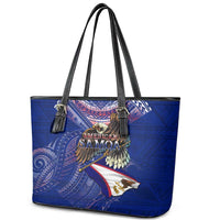 American Samoa Leather Tote Bag Brave Eagle Flag Color DT02 - Polynesian Pride