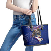 American Samoa Leather Tote Bag Brave Eagle Flag Color DT02 - Polynesian Pride