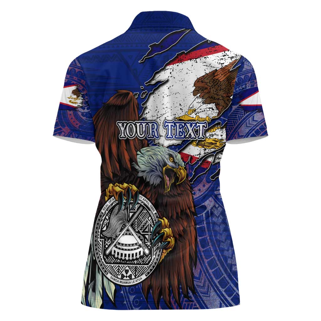 American Samoa Women Polo Shirt Brave Eagle Flag Color DT02 - Polynesian Pride