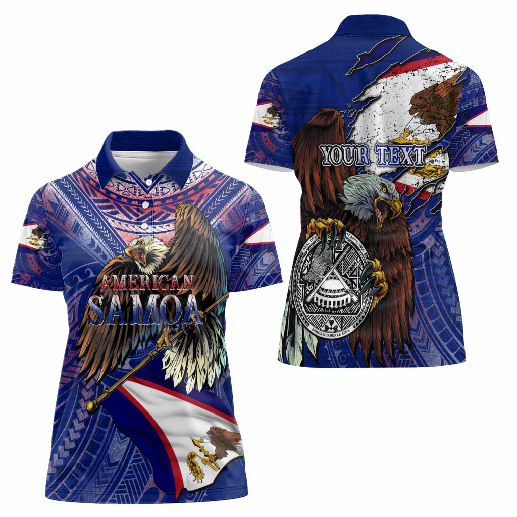 American Samoa Women Polo Shirt Brave Eagle Flag Color DT02 - Polynesian Pride