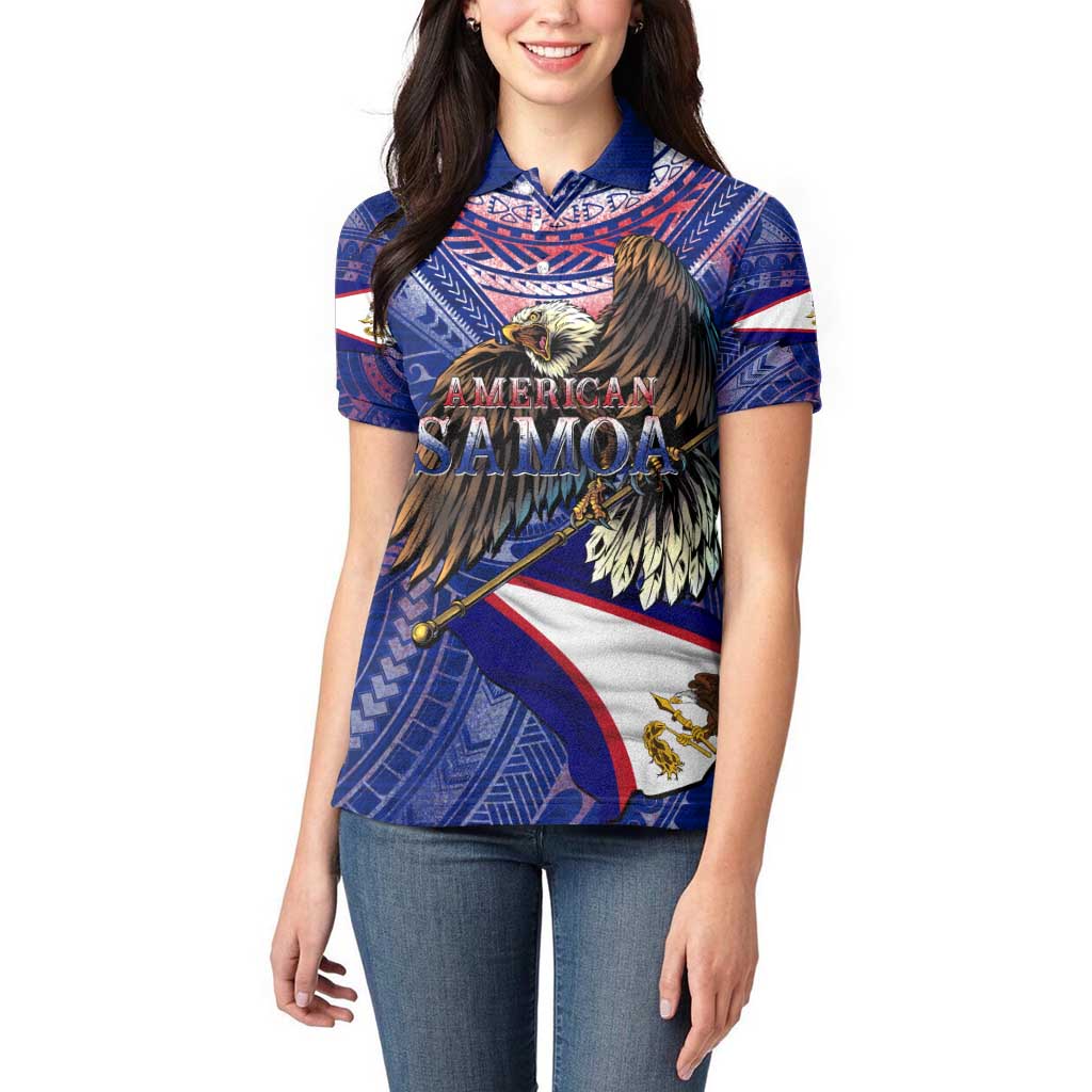 American Samoa Women Polo Shirt Brave Eagle Flag Color DT02 - Polynesian Pride