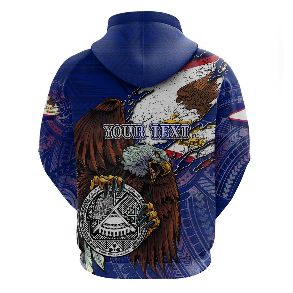 American Samoa Zip Hoodie Brave Eagle Flag Color DT02 - Polynesian Pride