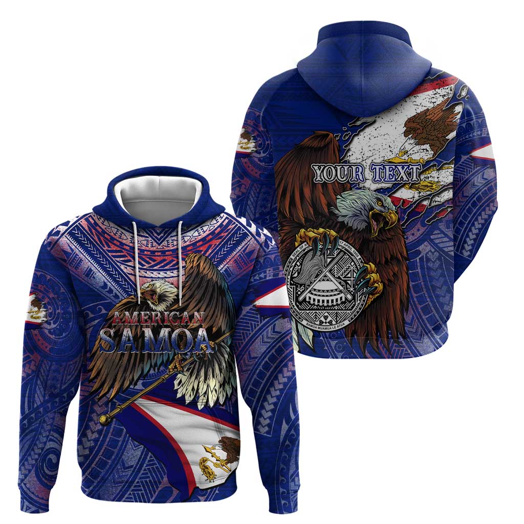 American Samoa Zip Hoodie Brave Eagle Flag Color DT02 - Polynesian Pride