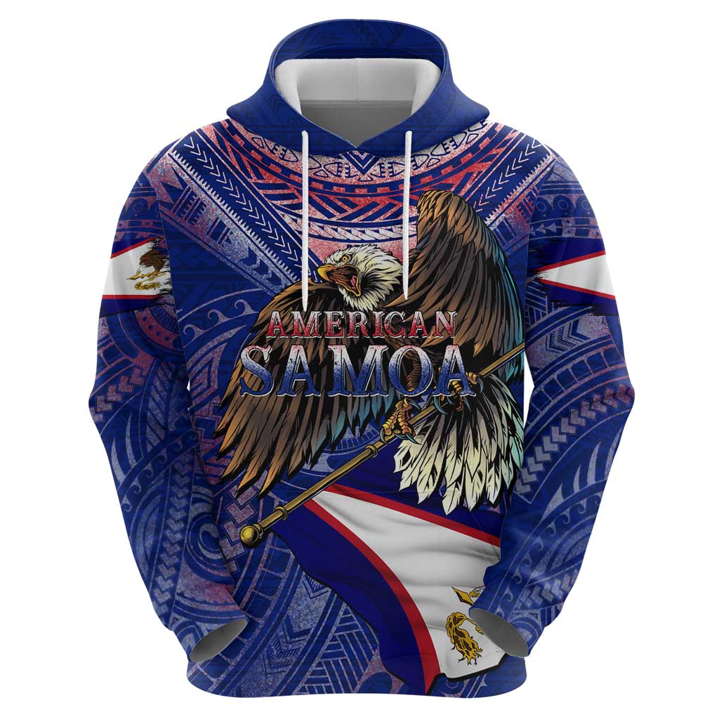 American Samoa Zip Hoodie Brave Eagle Flag Color DT02 - Polynesian Pride