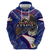 American Samoa Zip Hoodie Brave Eagle Flag Color DT02 - Polynesian Pride