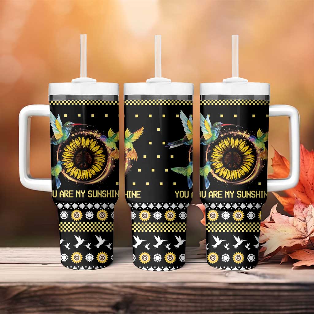 Hummingbird Sunflower Christmas Tumbler With Handle You Are My Sunshine
