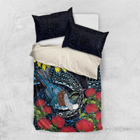 New Zealand Tui Bird Bedding Set Maori Koru Mix Pohutukawa