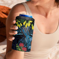 New Zealand Tui Bird 4 in 1 Can Cooler Tumbler Maori Koru Mix Pohutukawa