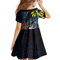 New Zealand Tui Bird Family Matching Long Sleeve Bodycon Dress and Hawaiian Shirt Maori Koru Mix Pohutukawa DT04 - Polynesian Pride