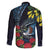 New Zealand Tui Bird Family Matching Off Shoulder Maxi Dress and Hawaiian Shirt Maori Koru Mix Pohutukawa