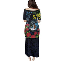 New Zealand Tui Bird Family Matching Puletasi and Hawaiian Shirt Maori Koru Mix Pohutukawa DT04 - Polynesian Pride