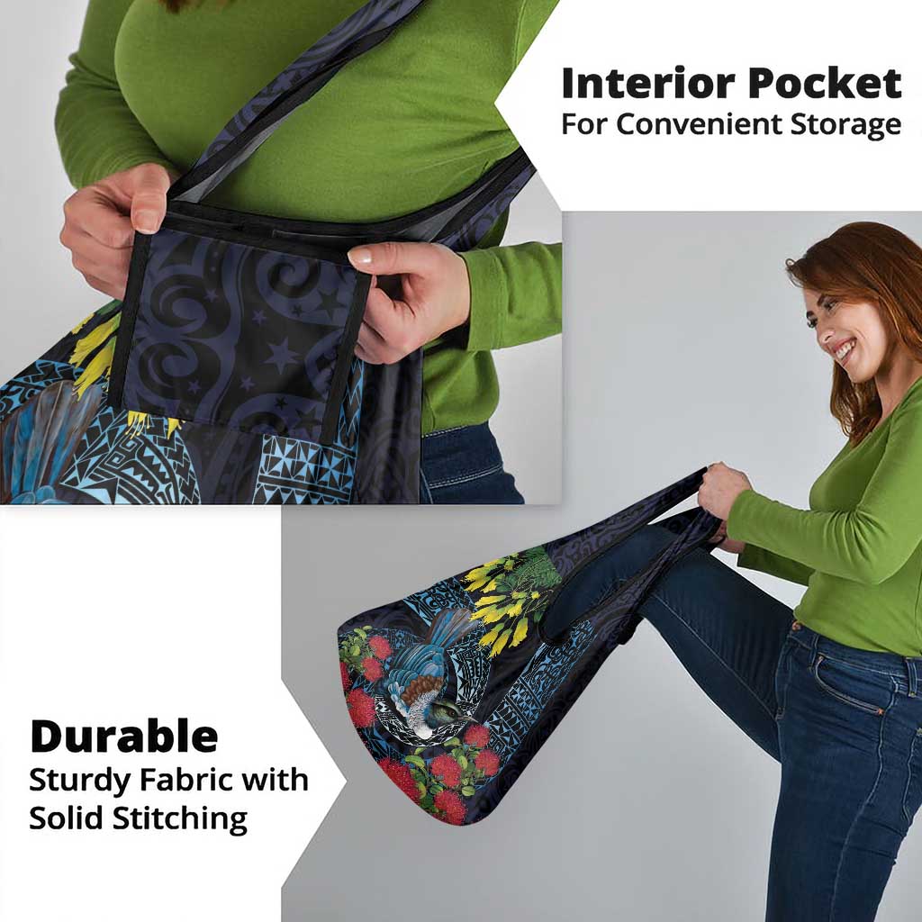 New Zealand Tui Bird Grocery Bag Maori Koru Mix Pohutukawa