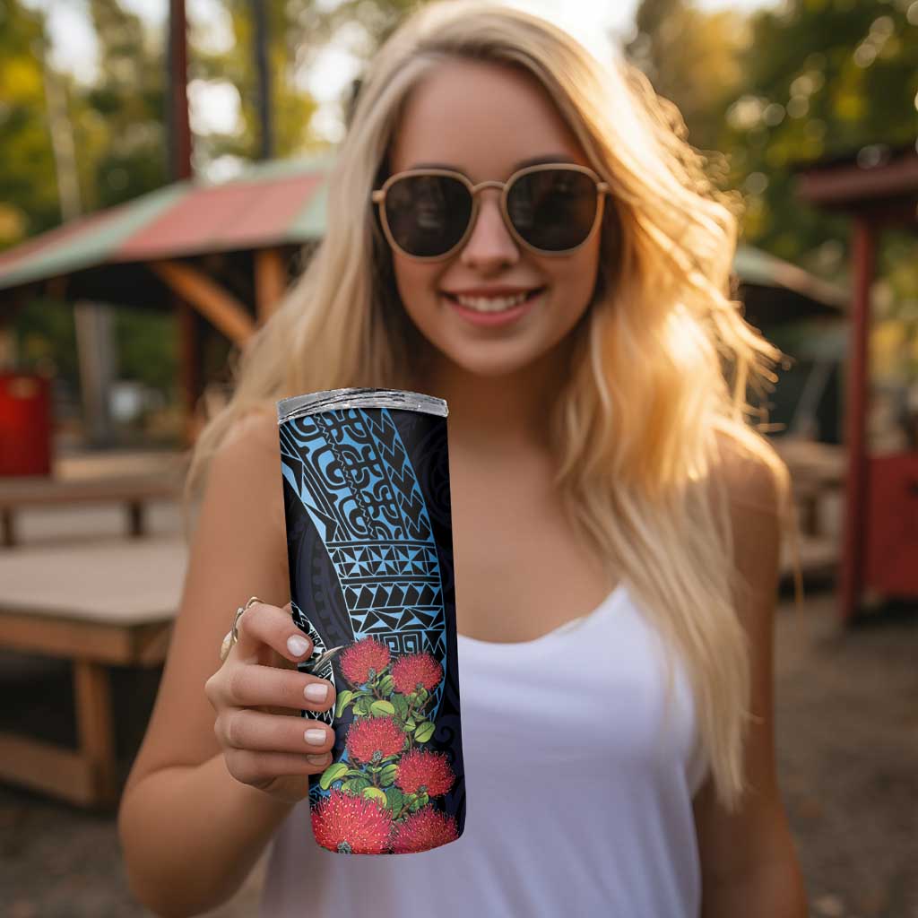 New Zealand Tui Bird Skinny Tumbler Maori Koru Mix Pohutukawa DT04 - Polynesian Pride