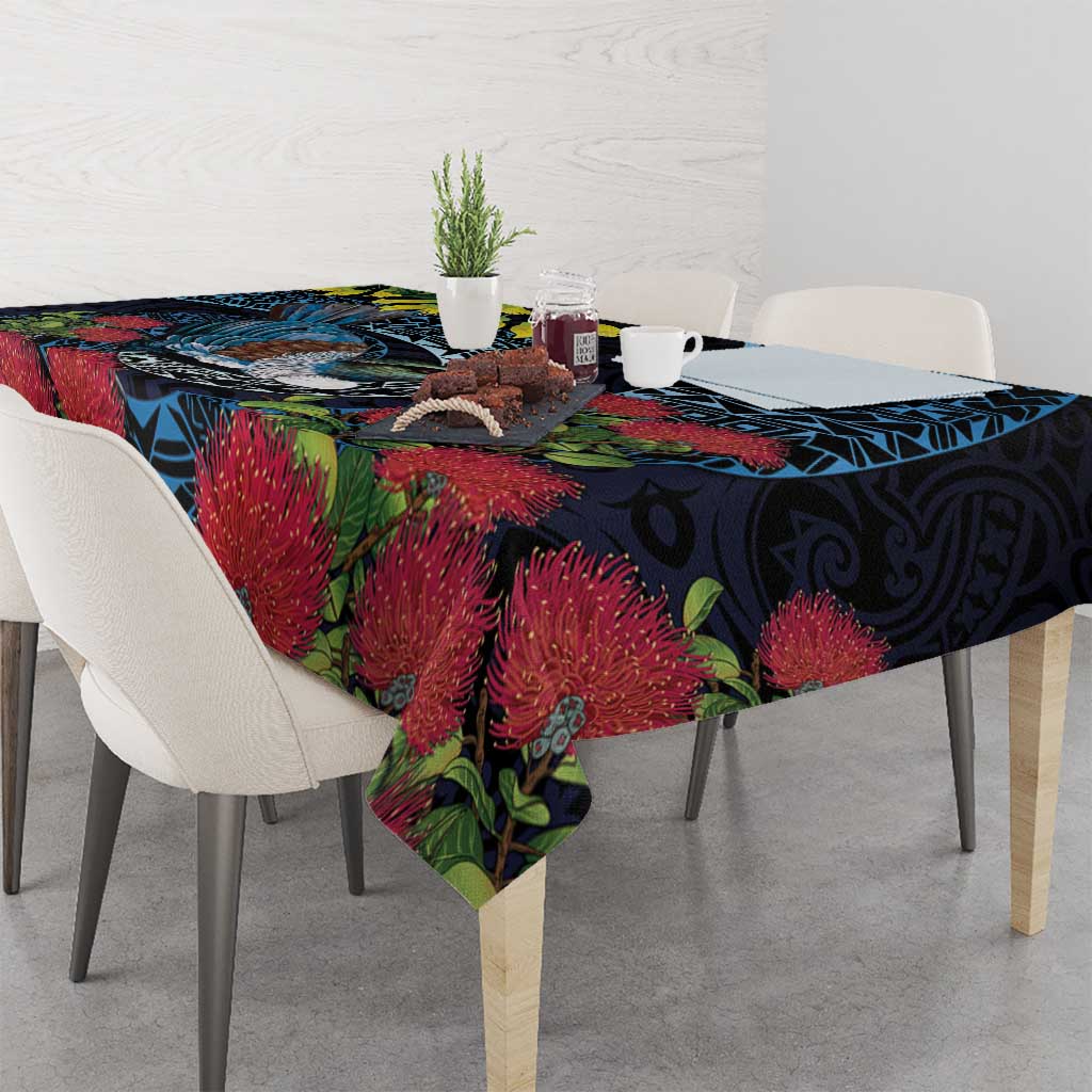 New Zealand Tui Bird Tablecloth Maori Koru Mix Pohutukawa